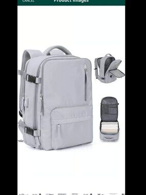 TSA approved travel backpack, gray with multiple pockets